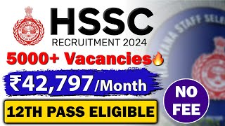 HSSC Recruitment 2024 Latest JOB Vacancy  12th Pass Job Freshers  Latest Government Job Vacancy [upl. by Atinoj388]