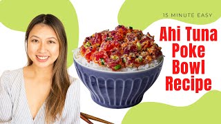 SPICY Ahi Tuna Poke Bowl Recipe [upl. by Santa]