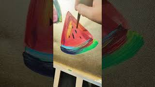 Maľba na zlatom plátne ✨ artmie arttutorial howtopaint acrylicpaint melon canvas markers art [upl. by Annaira]