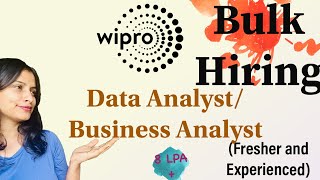 Data Analyst Business Analyst BULK HIRING by Wipro  Fresher or Experience  8 Lpa jobs [upl. by Halilad]