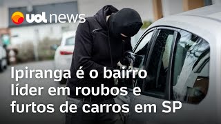 Ipiranga é o bairro líder em roubos e furtos de carros em SP e registros tiveram alta diz empresa [upl. by Ardien]