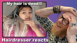 BLEACH GOES WRONG with BlondMe from Schwarzkopf  Hairdresser reacts to Hair Fail [upl. by Dev]