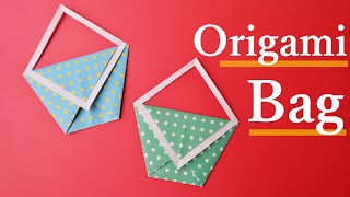 折り紙【 バックかばん 】折り方 簡単で可愛い作り方♪◇Origami paper quot bag quot craft easy tutorial [upl. by Mendez373]