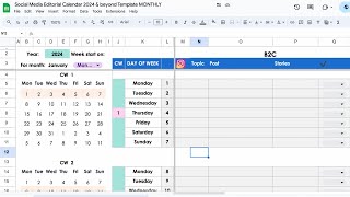 2024 Social Media Planner Calendar in Google Sheets FREE Template [upl. by Ayanaj]