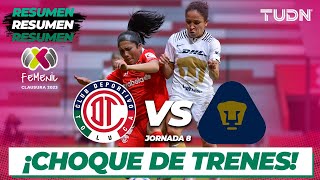 Resumen  Toluca vs Pumas  Liga Mx Femenil  CL2023 J8  TUDN [upl. by Akselaw]