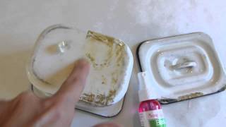 Cleaning Paint from Antique Enamelware [upl. by Ahtiekal]