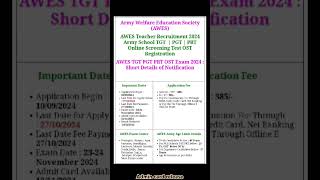 AWES Army School Recruitment 2024 Download TGT PGT PRT Admit card job educationjobs AWES [upl. by Kila]