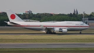 Japanese Air Force Boeing 747400 201101  arrival  BerlinTegel Airport 1080p [upl. by Levina]