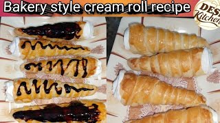 Bakery style cream roll🥐Puff pastry recipe😋👍part1 [upl. by Ecydnarb]