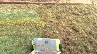 Greenworks electric dethatcher  power rake [upl. by Burwell]