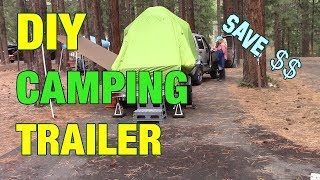 Camping Trailer made from utility trailer popup travel rooftop tent rv diy [upl. by Camey779]