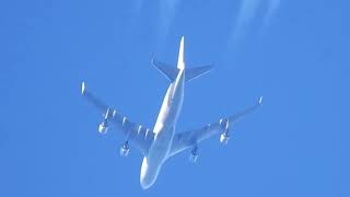 Kalitta air 747  High altitude over the UK  Nikon P900 Plane spotting [upl. by Anaerb]