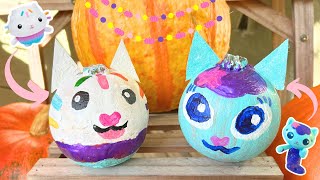 GABBYS Dollhouse Pumpkin Painting  DIY Crafts  Paint Cakey amp Mercat gabbydollhouse [upl. by Eittik]