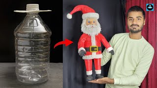 🎅How to make Big Size Santa Claus from waste plastic bottle amp Newspaper🌲Christmas special Craft [upl. by Esorbma]