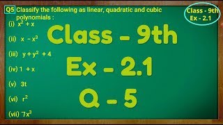 Class  9th Ex  21 Q 5  POLYNOMIALS  Maths CBSE NCERT [upl. by Yzeerb]