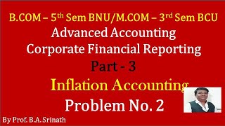 AA  Inflation Accounting in Kannada PART 3  BCOM 5th Sem BNUMCOM Problem No 3 By Srinath Sir [upl. by Acirred]