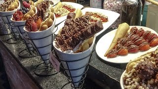 Heavy Loaded Crepes and Bubble Waffles Seen and Tasted in Camden Town London Street Food [upl. by Llednohs]