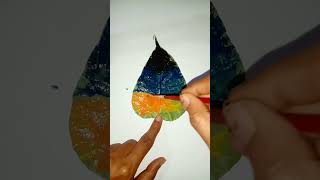 Painting 🎨On Peepal Leaf art painting leaf shorts [upl. by Ddart65]