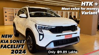 New Kia Sonet Facelift 2024 HTK plus Petrol  MOST VFM VARIANT  Full review 😍🔥 [upl. by Ahsatam]