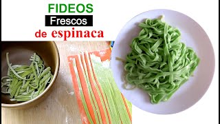 Pasta Fresca Casera Sin Maquina  Fideos de Espinaca Receta MUY Fácil [upl. by Enneillij]