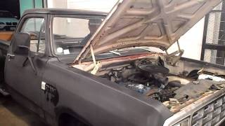 1981 Dodge D150  Replacing intakeexhaust manifold gasket [upl. by Wallinga217]