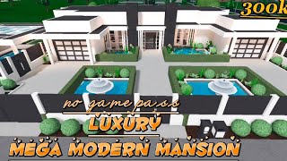 No Gamepass Luxury Mega Modern Mansion300kBloxburgTourSnow Blush [upl. by Rednav]