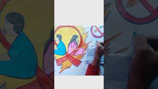 😱HIV aids par poster red riban clab 🔴🔴 hiv aids poster viral shortvideo drawingtutorial [upl. by Oiramel]