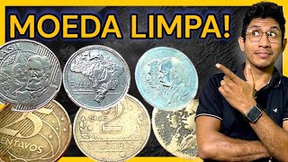 COMO LIMPAR MOEDAS NOVO MÉTODO MAIS BARATO  Numismática 2018 [upl. by Aihsela]