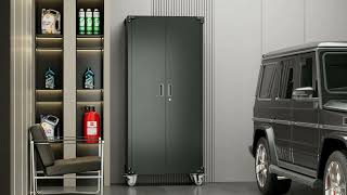 FLEXIMOUNTS Classic Black Garage Storage Cabinet with Wheels SC6B [upl. by Phylys383]