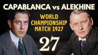 Capablanca vs Alekhine  World Championship Match 1927  Round 27 [upl. by Ahtekahs]