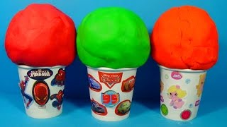 Surprise eggs PlayDoh ICE CREAM eggs surprise Disney Cars SPIDERMAN Party Animals For Kids Baby [upl. by Kareem]