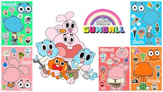 Sticker ASMR Cartoon Network Gumball Stickers Decorating Anais Nicole Richard Darwin paperdiy [upl. by Cohberg]