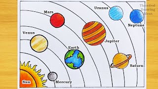 How to draw Solar System Drawing  Solar System Drawing  Solar System Planets Drawing [upl. by Alpheus270]