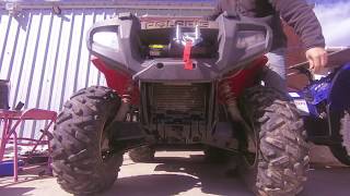 Mad Dog Winch Insatll on 2006 Polaris Sportsman 500 4x4 [upl. by Aneda]