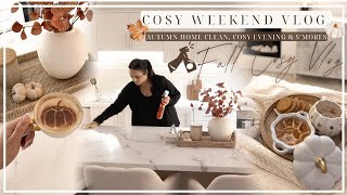 COSY WEEKEND VLOG  AUTUMN HOME CLEAN COSY EVENING amp S’MORES [upl. by Lesirg]