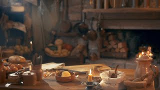 17th Century Kitchen Ambience  Cinematic ASMR crackling fire cooking sounds no talking [upl. by Aciretal]