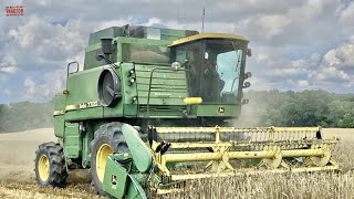 JOHN DEERE 7720 Turbo Combine Harvesting Wheat [upl. by Gerry444]