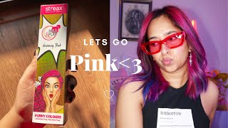 How I Coloured My Hair at Home  Streax Groovy Pink Hair  Easy amp Quick [upl. by Elleval]