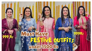 Budget friendly Festive looks under 1500Rs  Indian Wear  Bhavini [upl. by Liatrice]