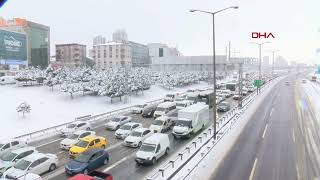 Tem Otoyolu Mahmutbey Gişelerinde Kar Trafiği [upl. by Leonerd]