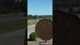 Loon Dollar Monument Echo Bay Ontario Canada travel ontario canda dronevideo [upl. by Siuluj]