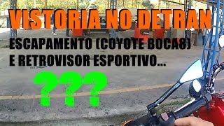 Vistoria no Detran RJ com escapamento COYOTE BOCA 8 e Retrovisor esportivo [upl. by Enellij]