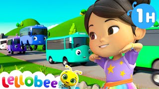 10 Little Buses 🌻Lellobee City Farm  Kids Playhouse Song Mix [upl. by Hodosh737]