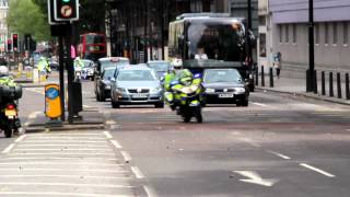 Metropolitan Police Special Escort Group Along Euston Road [upl. by Alled]