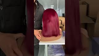 Red Color 99J Bob Wig 😍😍 hairwigstudio wigfactory hairstyle janssonhair hairwighouse [upl. by Aerdnu]