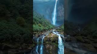 Safarnama  Waterfall Drone footage video  Peaceful Song nature status shorts [upl. by Htenay496]