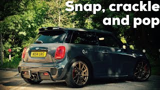 MINI Cooper S F56 Remus catback exhaust and Scorpion decatted down pipe combo Pops and Bangs [upl. by Matthei306]