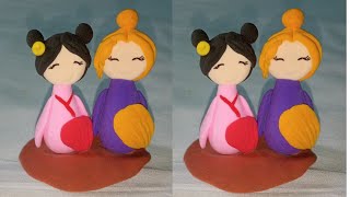 japanese dolls making with air dry clay  super clay Nanhaworld [upl. by Eittel948]