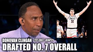 Stephen A reacts to Donovan Clingan getting drafted by the Portland Trail Blazers  2024 NBA Draft [upl. by Cavuoto]