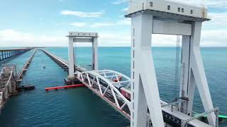 Rameswaram New Bridge Trial Run railbridge rameshwaram [upl. by Bucella]